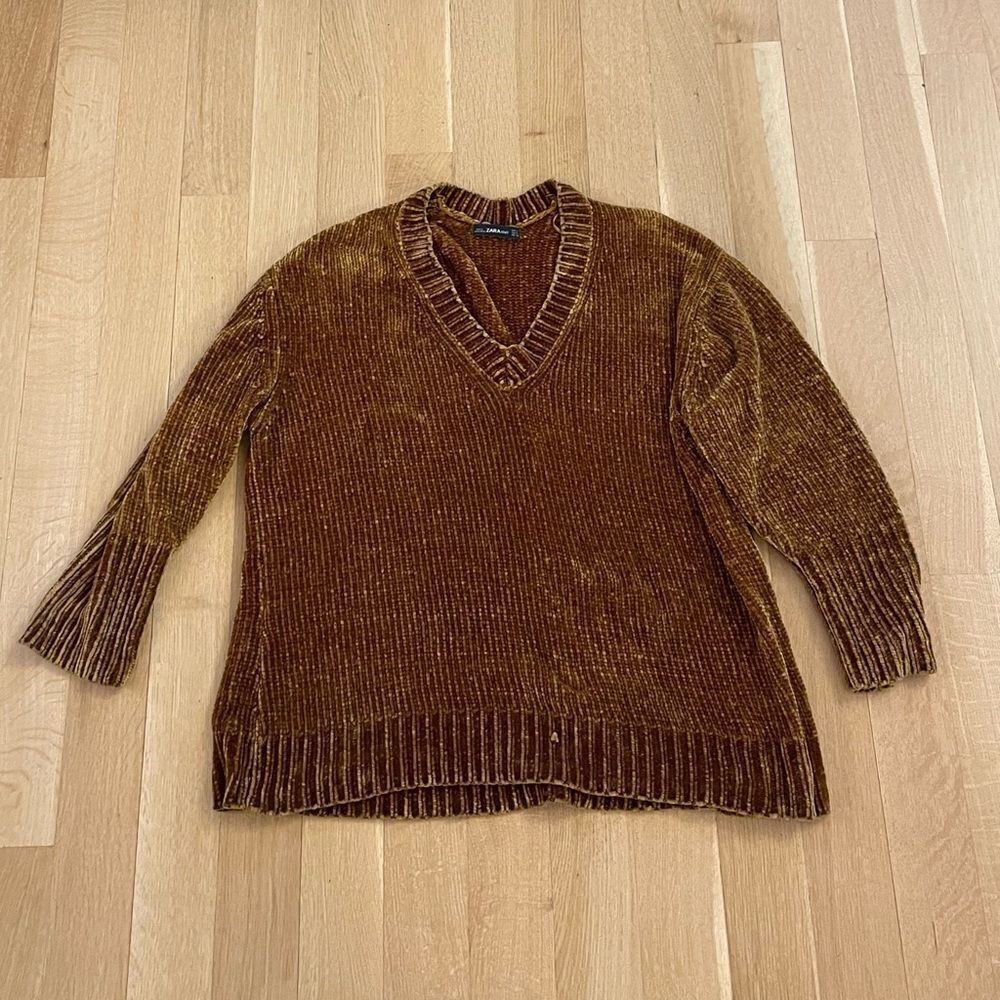 Soft oversized v-neck sweater from Zara